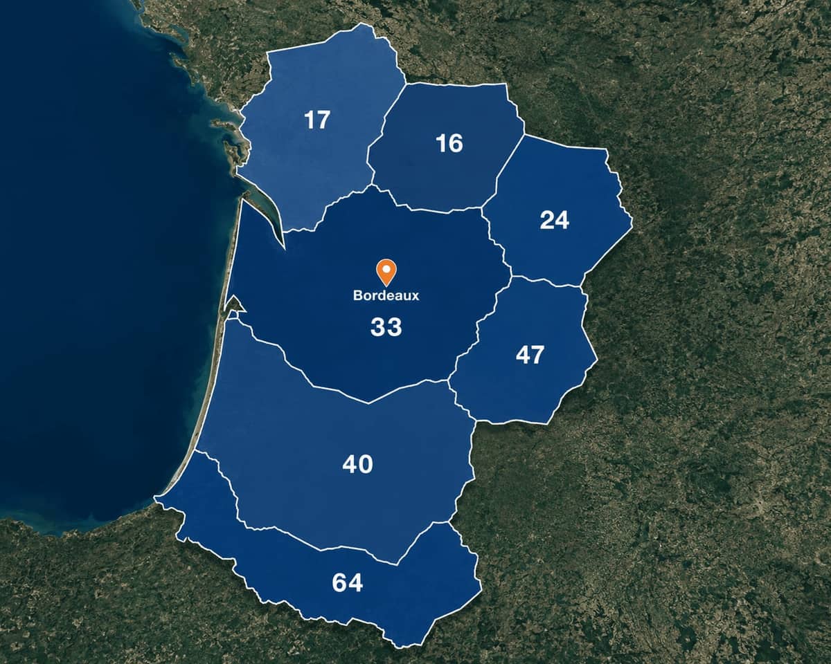 Carte de la région d'implantation historique de TMCC dans le Grand Sud-Ouest