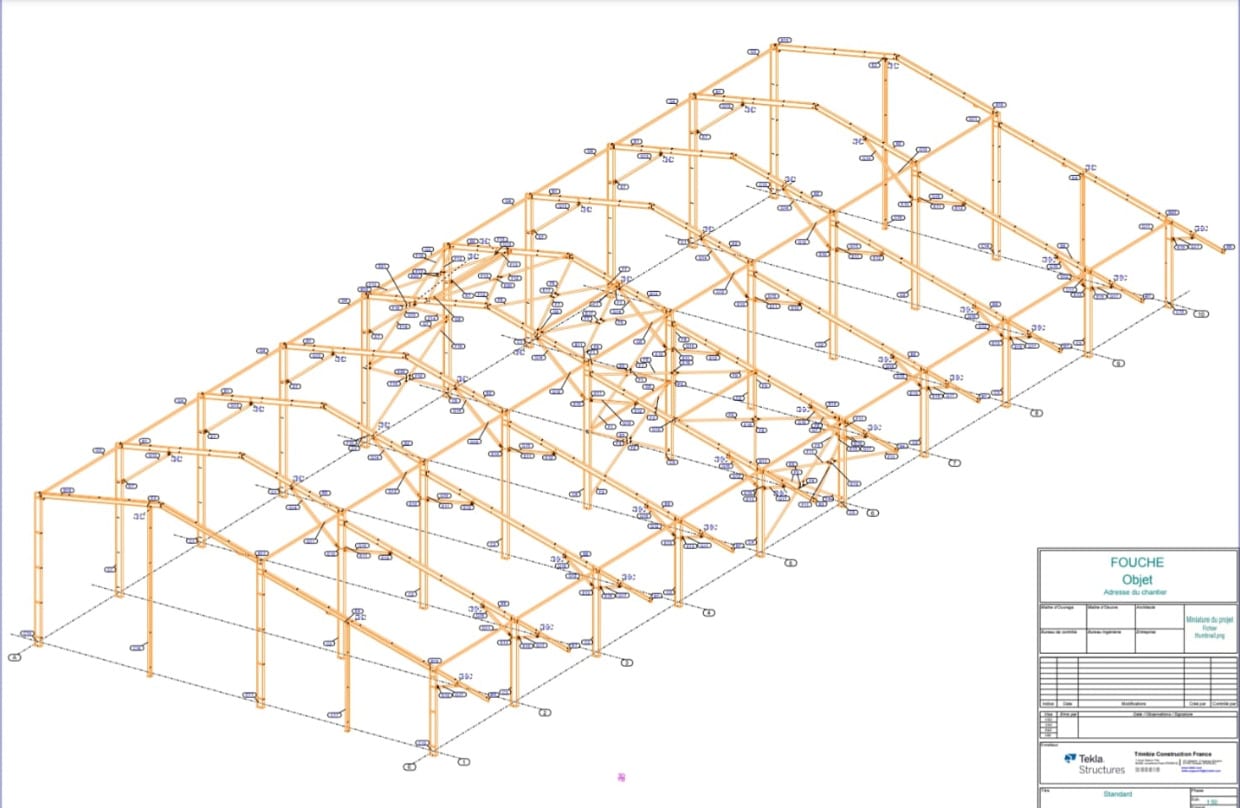 Modélisation 3D d'une charpente métallique (Tekla Structures)